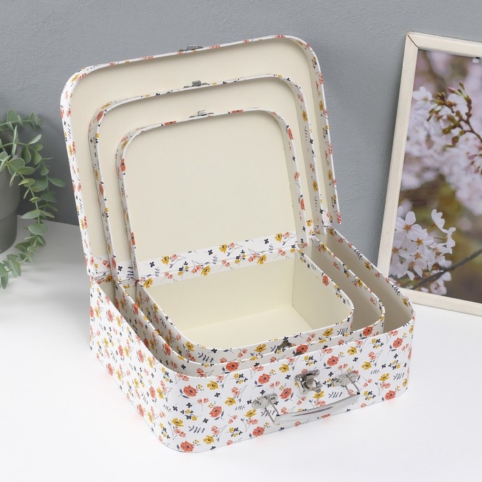 Шкатулка картон сундучок Шкатулка картон сундучок "Цветочная" набор 3 шт 29,5х21,5х9,6 24,5х18,5х9 19,5х15,5х8,2 см 1023563