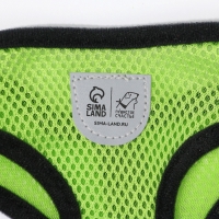 Шлейка дышащая с поводком и светоотражающей нашивкой, M, ОШ 33, ОГ 32-43, зеленая