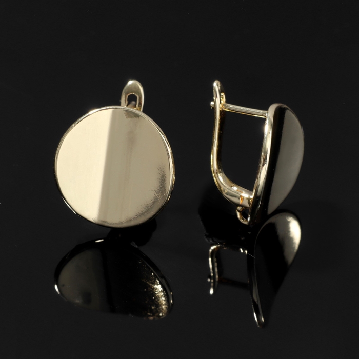 Швензы родированные &laquo;Выпуклый круг&raquo;, цвет золото