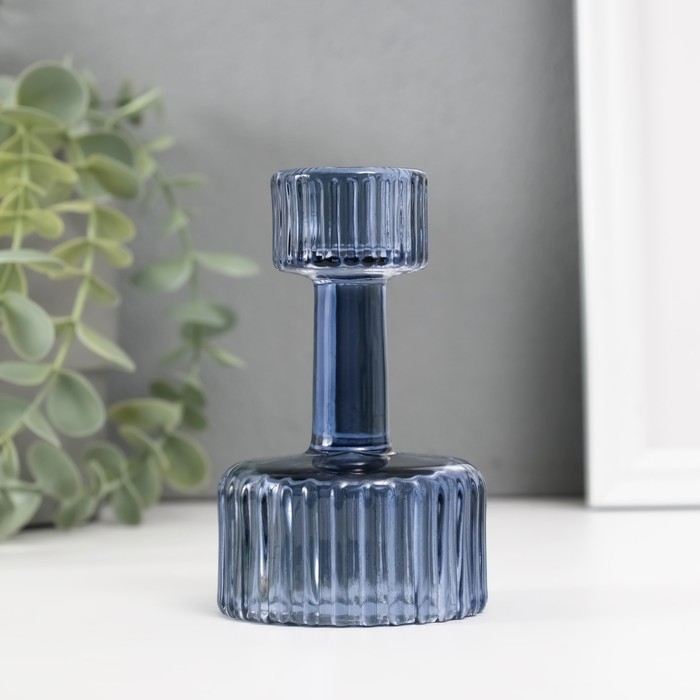 Подсвечник стекло на 1 свечу Подсвечник стекло на 1 свечу "Кубок" синий d=2,5 см 6х6х10 см