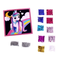 Аппликация пайетками для детей &laquo;Весёлый единорог&raquo;, набор для творчества