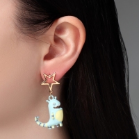 Серьги ассорти &laquo;Динозавр&raquo; SMILE, цветные в золоте