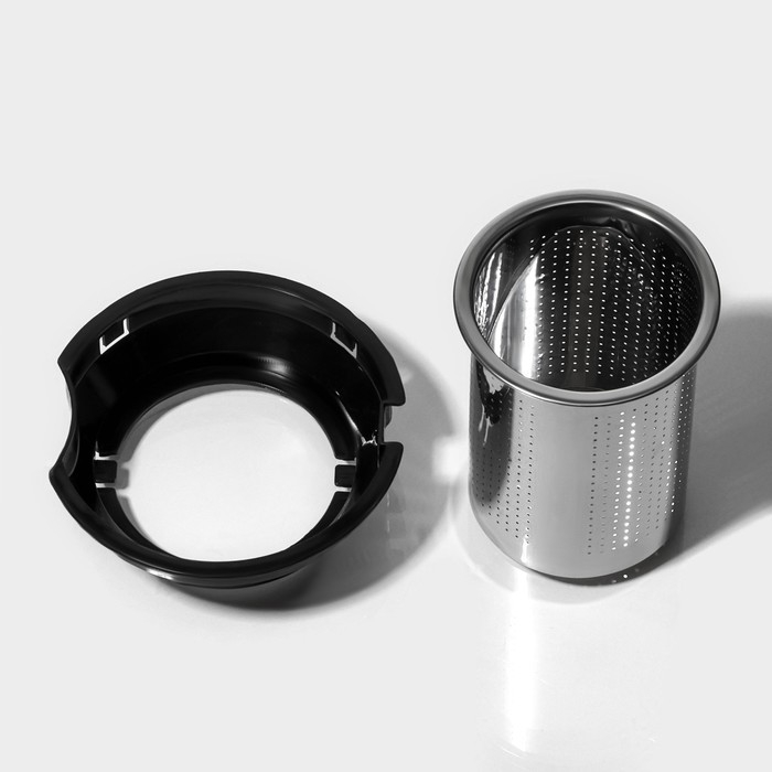 Чайник стеклянный заварочный Доляна &laquo;Иллюзия&raquo;, 1,5 л, с металлическим ситом, цвет чёрный