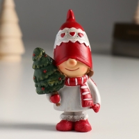 Сувенир полистоун "Малышка со снежинкой/Малыш с ёлочкой" МИКС 5,5х5,5х10 см