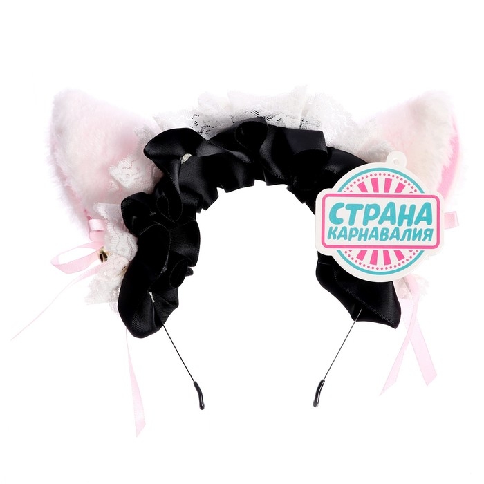 Карнавальный ободок &laquo;Аниме ушки&raquo; с чёрной повязкой