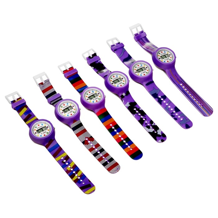 Часы наручные электронные, детские Часы наручные электронные, детские "Горошина", ремешок силикон, l-22 см, фиолетовые