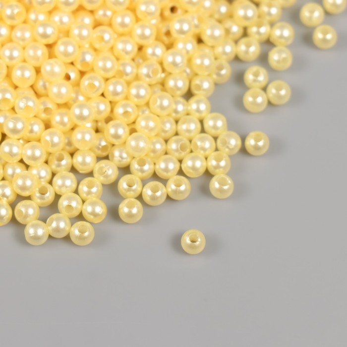 Набор бусин Набор бусин "Жемчуг" d 4 мм, 250 гр, светло-желтый