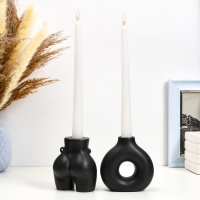 Набор подсвечников "Марта и Меланд" черный глянец, 2шт/5х10см/10х8см Набор подсвечников "Марта и Меланд" черный глянец, 2шт/5х10см/10х8см