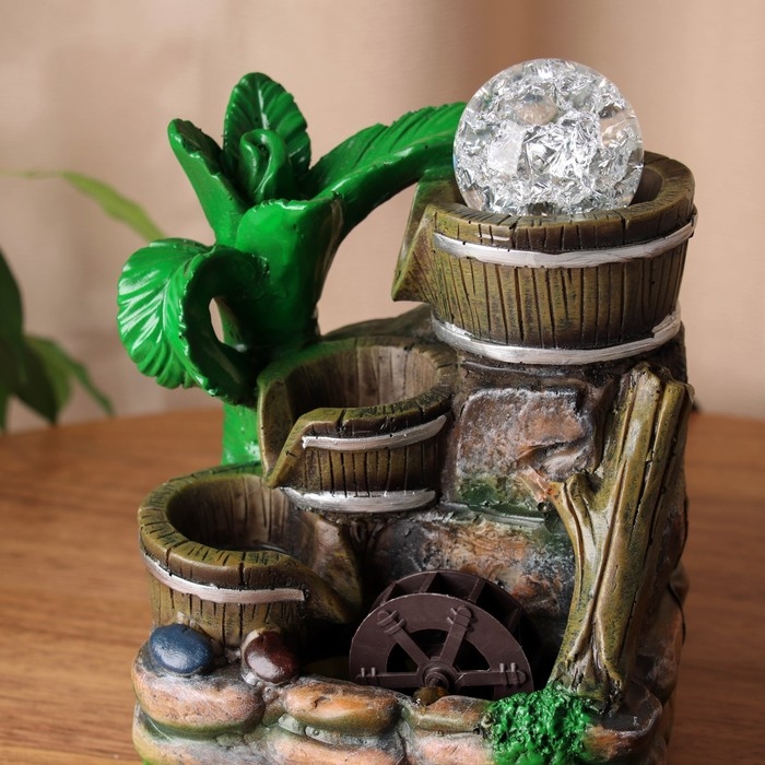 Фонтан "Каменная стена под деревом" 19х13 см (без подсветки, с шариком)