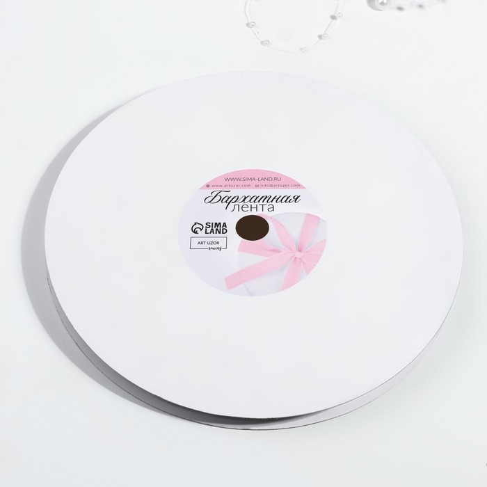 Лента бархатная, с серебряным люрексом, 10 мм, 18 &plusmn; 1 м, цвет серый №184