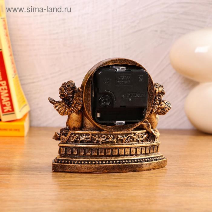 Часы настольные интерьерные на батарейках "Ангелы", 14 х 7 х 12.5 см, циферблат d-4.7 см