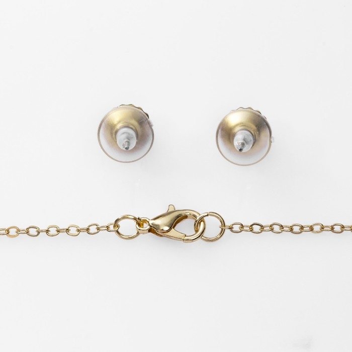 Гарнитур 2 предмета: серьги, кулон &laquo;Роса&raquo; цветочная, цвет сине-белый в золоте, 48 см