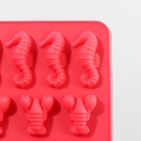 Форма для мармелада Доляна &laquo;Морской мир&raquo;, силикон, 22&times;14&times;1 см, 14 ячеек, цвет МИКС