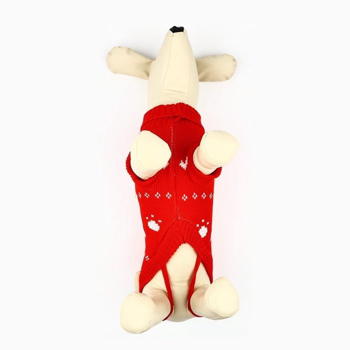 Одежда для собак. Свитер вязаный с орнаментом «Новогодний», красный, размер S Одежда для собак. Свитер вязаный с орнаментом «Новогодний», красный, размер S