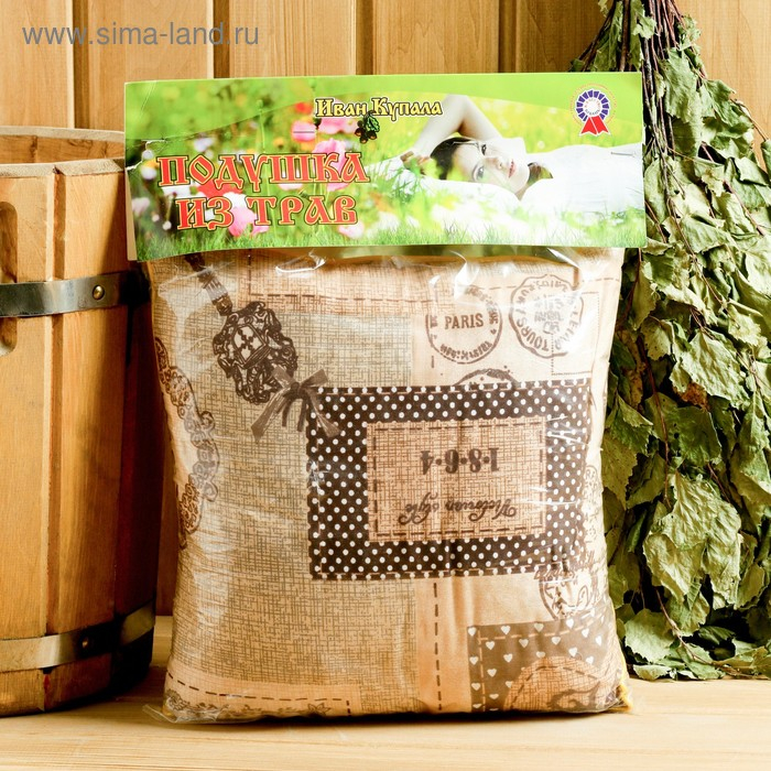 Подушка из кавказских трав на основе листьев дуба и эвкалипта, МИКС, 27&times;27 см