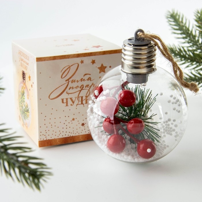 Ёлочный шар новогодний &laquo;Зима подарит чудеса&raquo;, на Новый год, d=8 см.