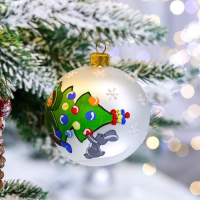 Ёлочная игрушка Шар &laquo;Хоровод&raquo;, 80 мм, ручная роспись, стекло