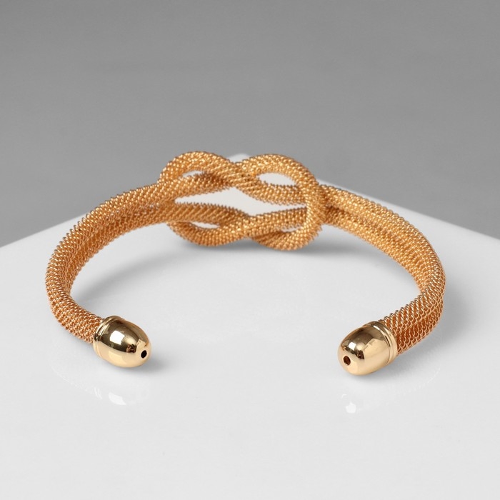 Браслет металл &laquo;Жгут&raquo; 2 нити, узел, цвет золото