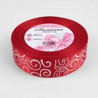 Лента атласная «Узор», 25 мм × 23 ± 1 м, цвет белый/красный №026 Лента атласная «Узор», 25 мм × 23 ± 1 м, цвет белый/красный №026