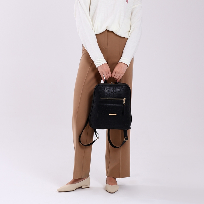 Рюкзак городской на молнии, цвет чёрный