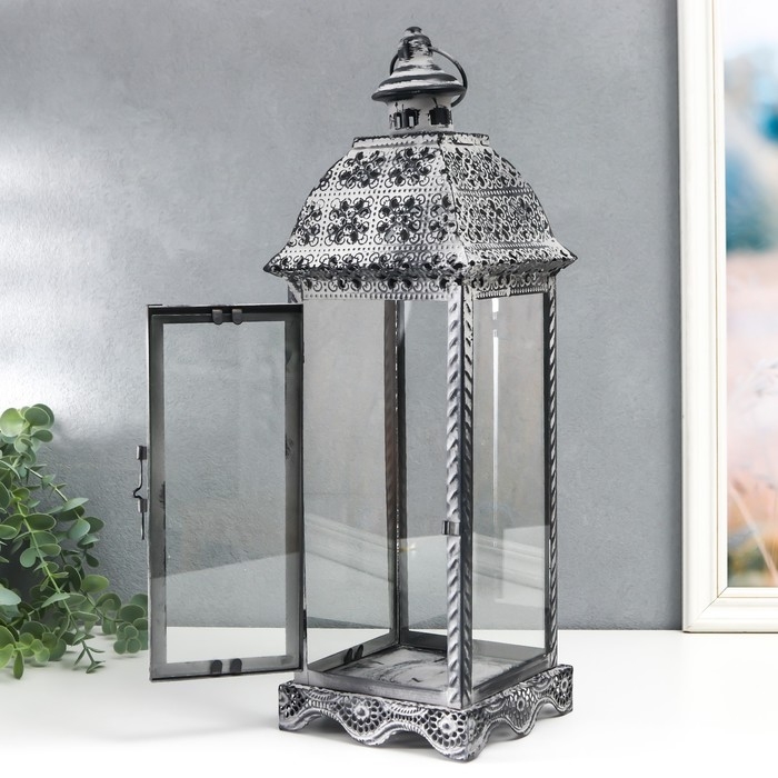 Подсвечник металл фонарь "Цветы из бабочек" 45х14,5х14,5 см