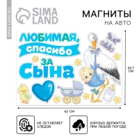 Набор магнитов на авто «Спасибо за сына», на выписку, 42 см х 29,7 см Набор магнитов на авто «Спасибо за сына», на выписку, 42 см х 29,7 см