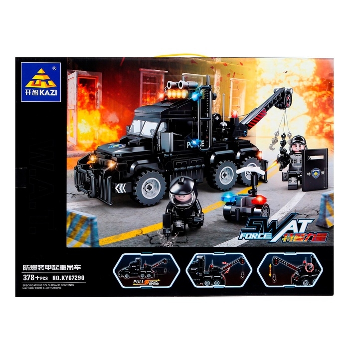 Конструктор спецназ «Трехосный эвакуатор», 378 деталей Конструктор спецназ «Трехосный эвакуатор», 378 деталей