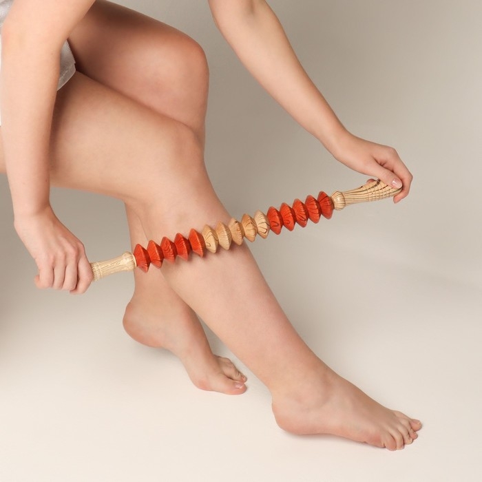 Массажёр &laquo;Скалка&raquo;, универсальный, 47 &times; 4 см, деревянный