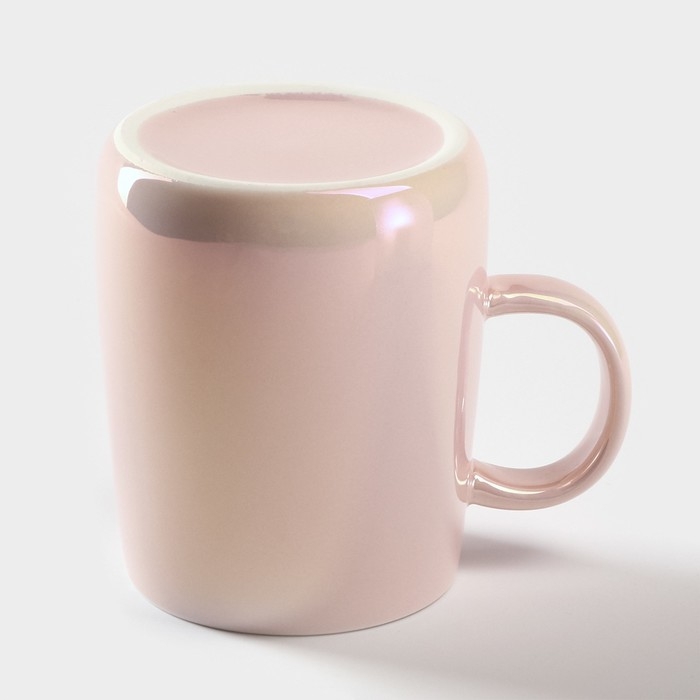 Кружка керамическая с ложкой &laquo;Древо&raquo;, 380 мл, цвет розовый