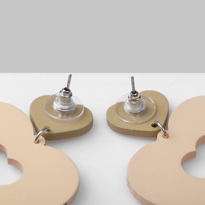 Серьги &laquo;Сердце&raquo; леопард, цвет розово-зелёный в серебре