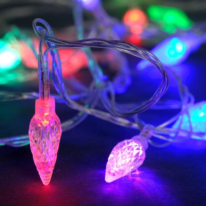 Гирлянда &laquo;Нить&raquo; 5 м с насадками &laquo;Шишки&raquo;, IP20, прозрачная нить, 20 LED, свечение мульти (RG/RB), мигание, 220 В