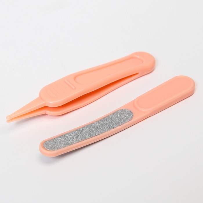 Набор маникюрный детский &laquo;Обезьянка&raquo;: ножницы, щипчики, пилочка, пинцет, цвет розовый