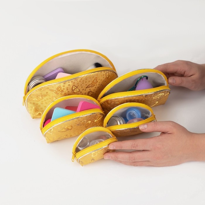 Набор косметичек 5 в 1 на молнии, цвет золотой Набор косметичек 5 в 1 на молнии, цвет золотой