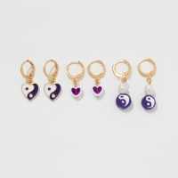 Набор серьги 3 пары &laquo;Тинейдж&raquo;, цвет бело-фиолетовый в золоте