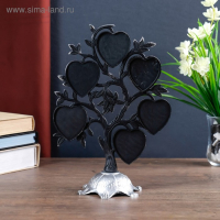 Фоторамка пластик на 6 фото 4,5х3 см "Дерево с сердцами" тёмное серебро 26,5х19,5х11 см Фоторамка пластик на 6 фото 4,5х3 см "Дерево с сердцами" тёмное серебро 26,5х19,5х11 см