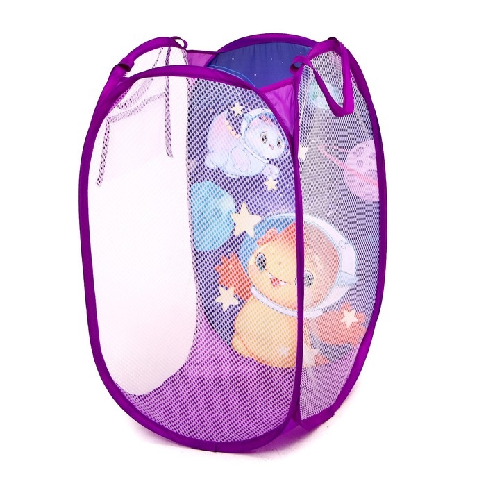 Корзина для хранения игрушек &laquo;Космические друзья&raquo;, 57 х 34 х 34 см, фиолетовая