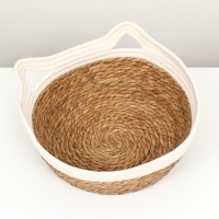 Экологичный лежак для животных (хлопок+рогоз), 35 х 27 х 13 см, вес до 8 кг, белая Экологичный лежак для животных (хлопок+рогоз), 35 х 27 х 13 см, вес до 8 кг, белая