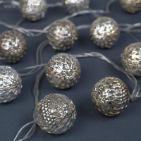 Гирлянда &laquo;Нить&raquo; 4 м с насадками &laquo;Шарик с узором&raquo;, IP20, прозрачная нить, 20 LED, свечение белое, 8 режимов, 220 В