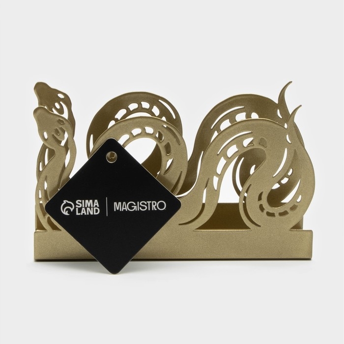 Салфетница Magistro &laquo;Змея&raquo;, 14&times;4&times;8,5 см, цвет золотой
