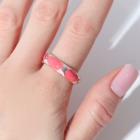 Кольцо «Орнамент» мульти, цвет розовый в золоте, безразмерное Кольцо «Орнамент» мульти, цвет розовый в золоте, безразмерное