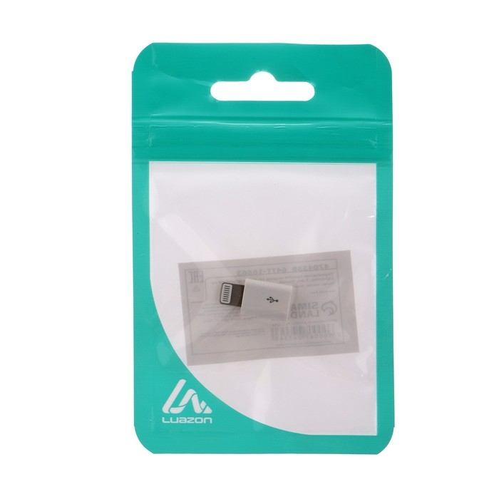 Переходник Luazon LE-015, с microUSB на Lightning, 1 шт, белый