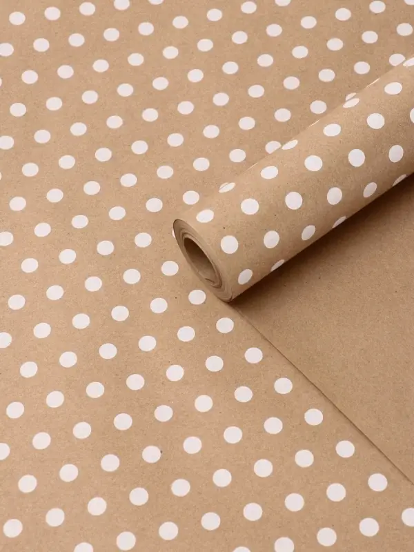Бумага упаковочная крафт на коричневом "Бисер белом", 0,68 х 10 &plusmn;5% м, 60 г