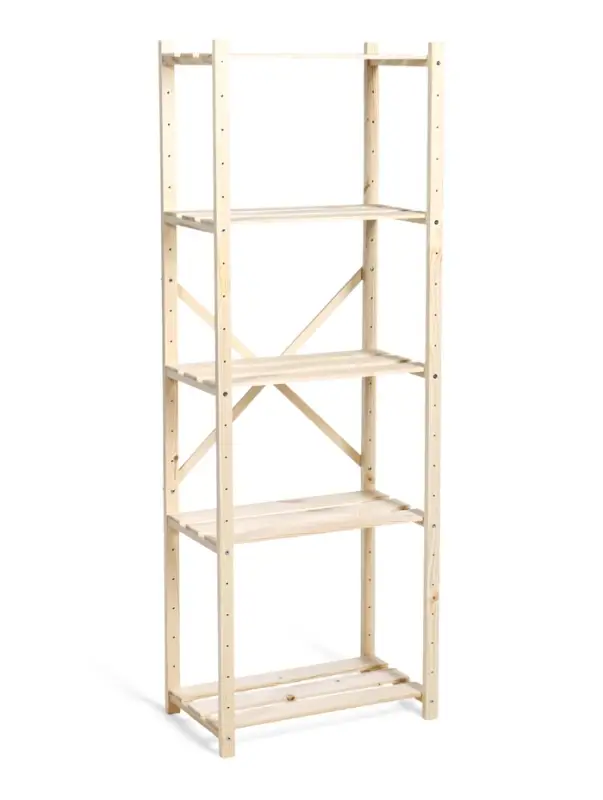 Стеллаж деревянный 5 полок 142 х 50 х 28 см, с регулируемыми полками