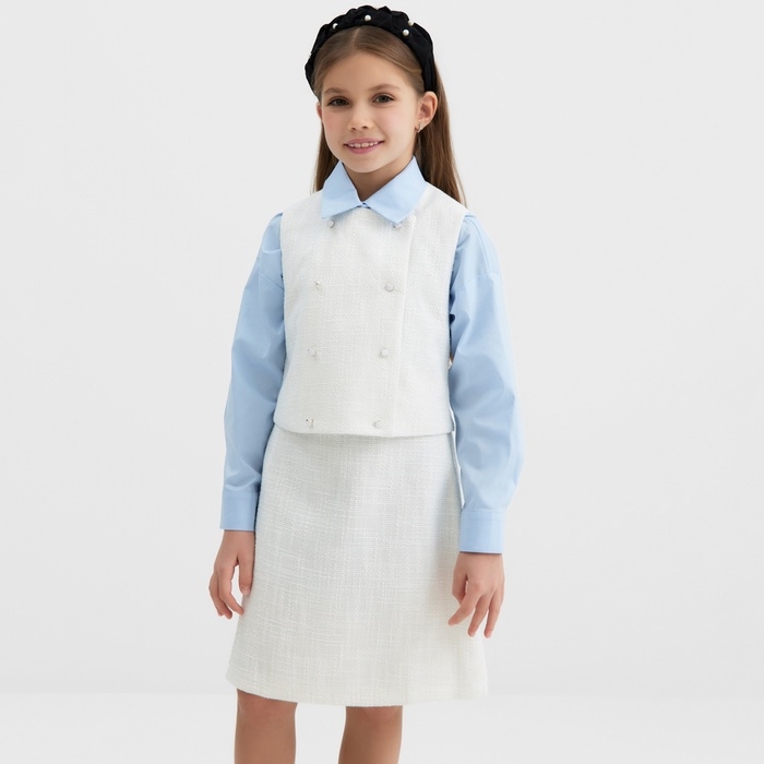 Жилетка для девочки, MINAKU :Party Dress, цвет белый, рост 128 см Жилетка для девочки, MINAKU :Party Dress, цвет белый, рост 128 см