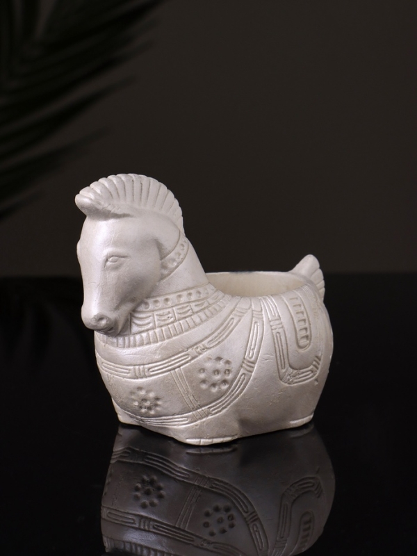 Кашпо "Лошадка с орнаментом" 8х9х6 см, перламутр