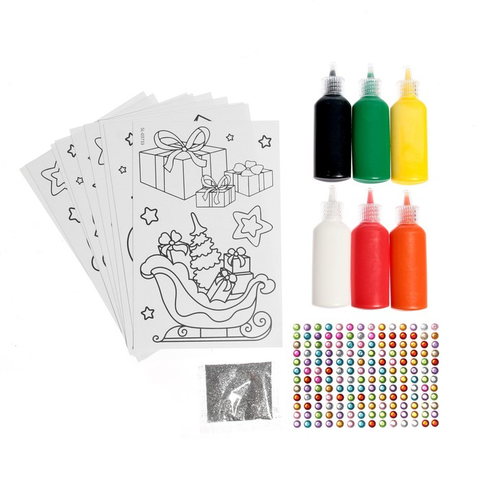 Набор для творчества &laquo;Раскрась витражики - новый год&raquo;, 20 шт в наборе