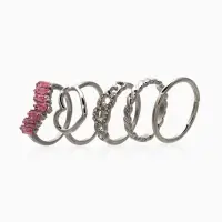 Набор колец 5 шт "Новый стиль" сердца,бесконечность, р-р МИКС, цвет бело-розовый в серебре   1093709