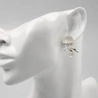 Серьги металл &laquo;Медуза&raquo; миниатюрная, цвет белый