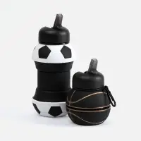Складная бутылка для воды Football Flex, белая с черным