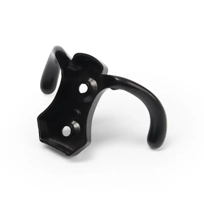 Крючок мебельный ТУНДРА TKd=007, двухрожковый, черный